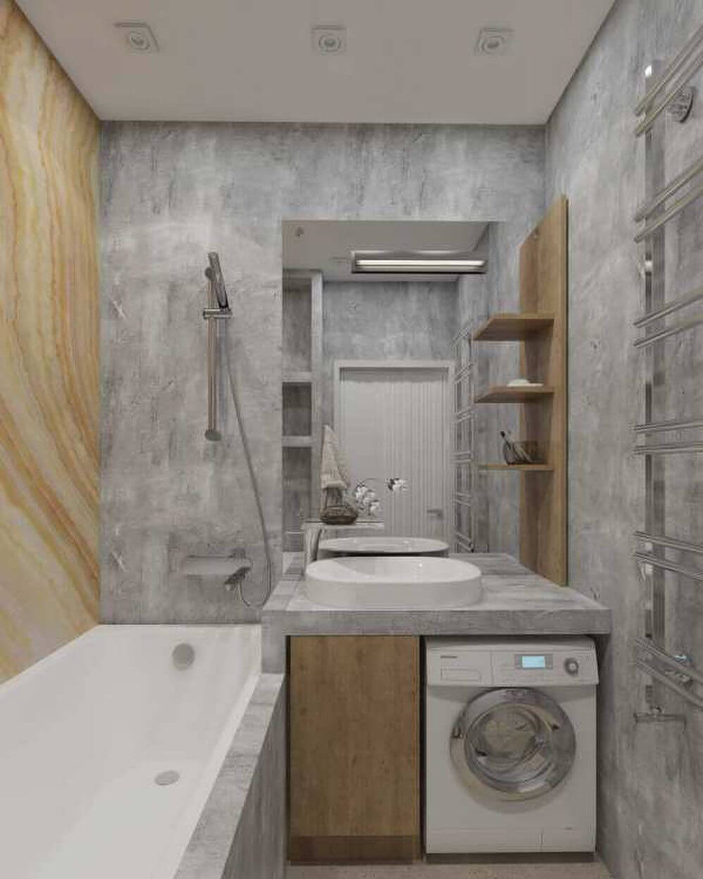 дизайн ванной комнаты 5м2 с ванной и стиральной машиной